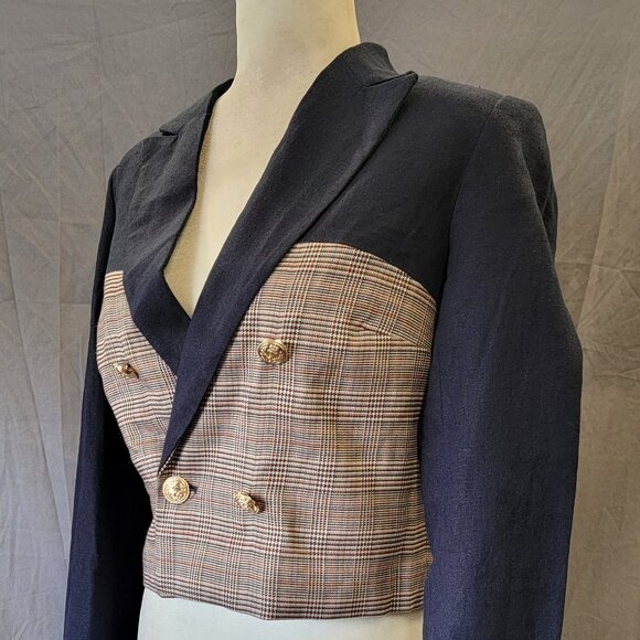 JASON WU NAVY and PLAID BLAZER size XS - Picture 5 of 7